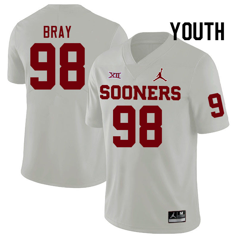 Youth #98 Hayden Bray Oklahoma Sooners College Football Jerseys Stitched-White